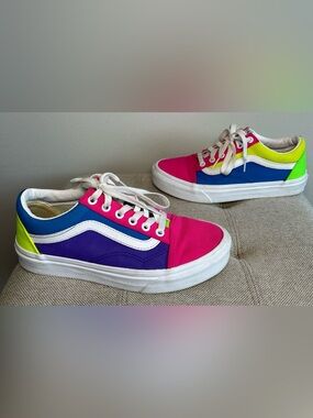 Vans Old Skool OTW Low Shoes Womens Size 7 721356 Neon Color Block Pink Purple
